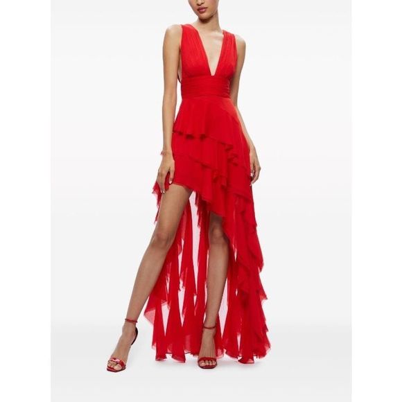 Alice + Olivia Dresses & Skirts - NWT ALICE + OLIVIA Holly Asymmetric Ruffle Dress Size 4 $695